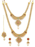 18k Gold Plated Long Short Necklace Combo Stylish Traditional Pearl Jewellery Set