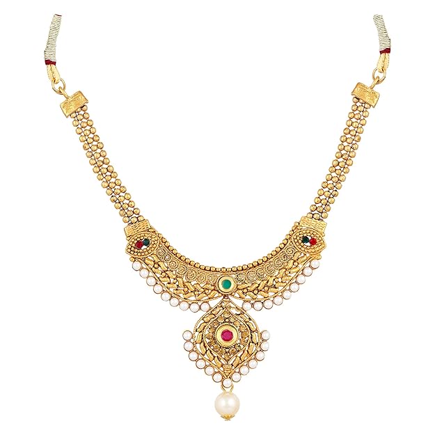 18k Gold Plated Long Short Necklace Combo Stylish Traditional Pearl Jewellery Set
