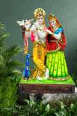 Hand Crafted Ceramic Multicolor Krishna & Radha Statue
