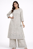 WHITE & SILVER EMBROIDERED ANARKALI