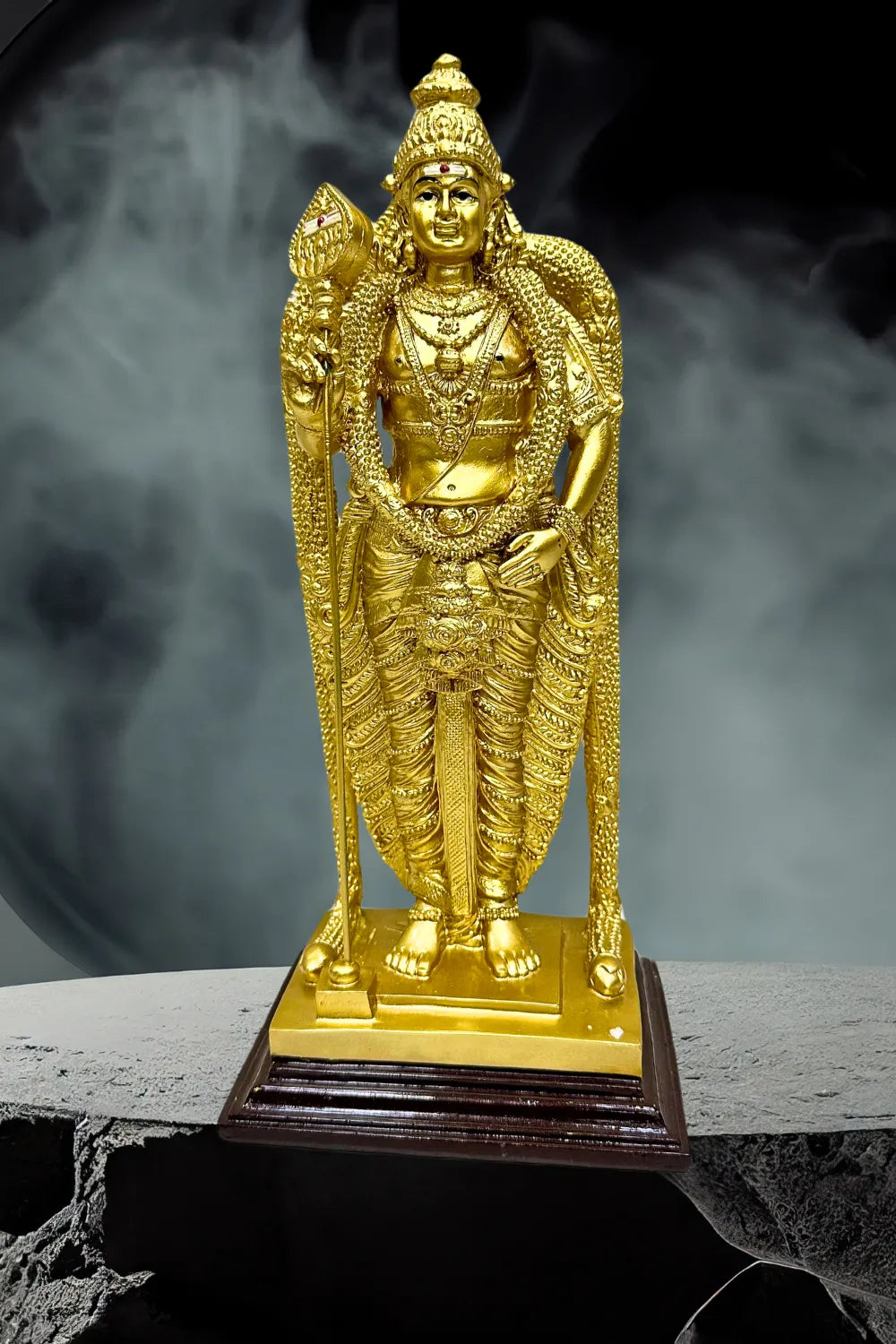 Gold-Plated Fiber Singapore Murugan Statue - Large