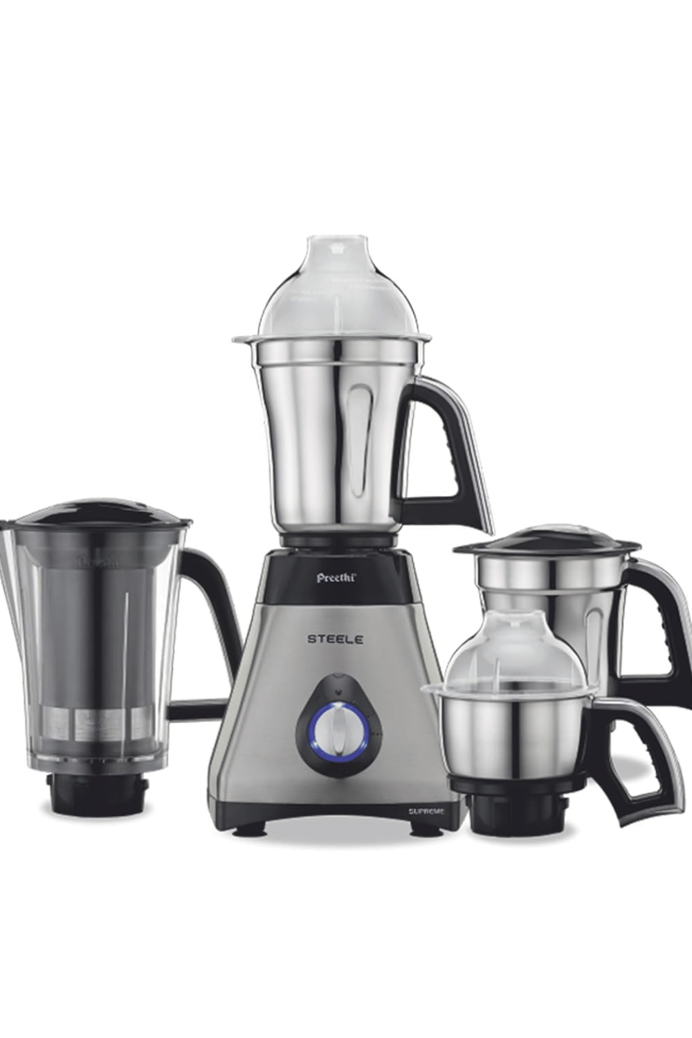 PREETHI STEEL MG-208 750W MIXER GRINDER – SILVER & BLACK