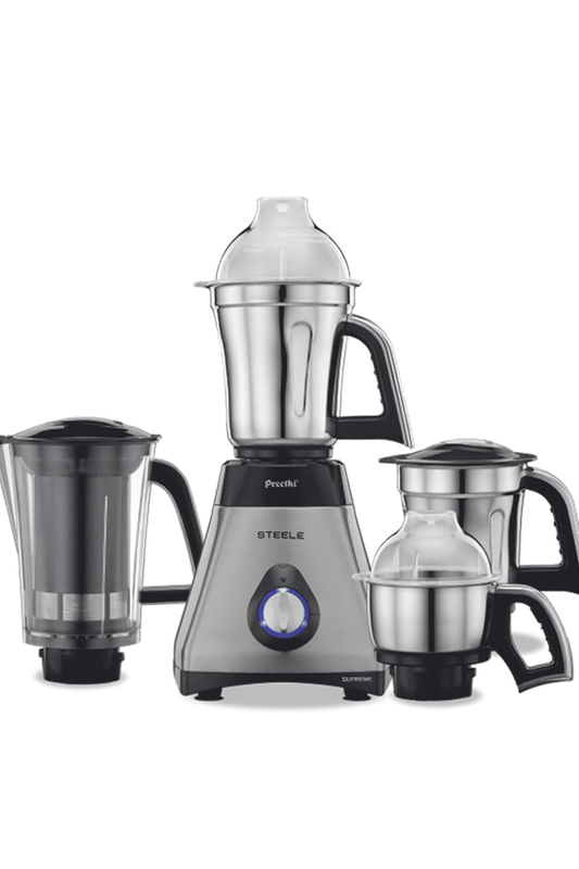 PREETHI STEEL MG-208 750W MIXER GRINDER – SILVER & BLACK