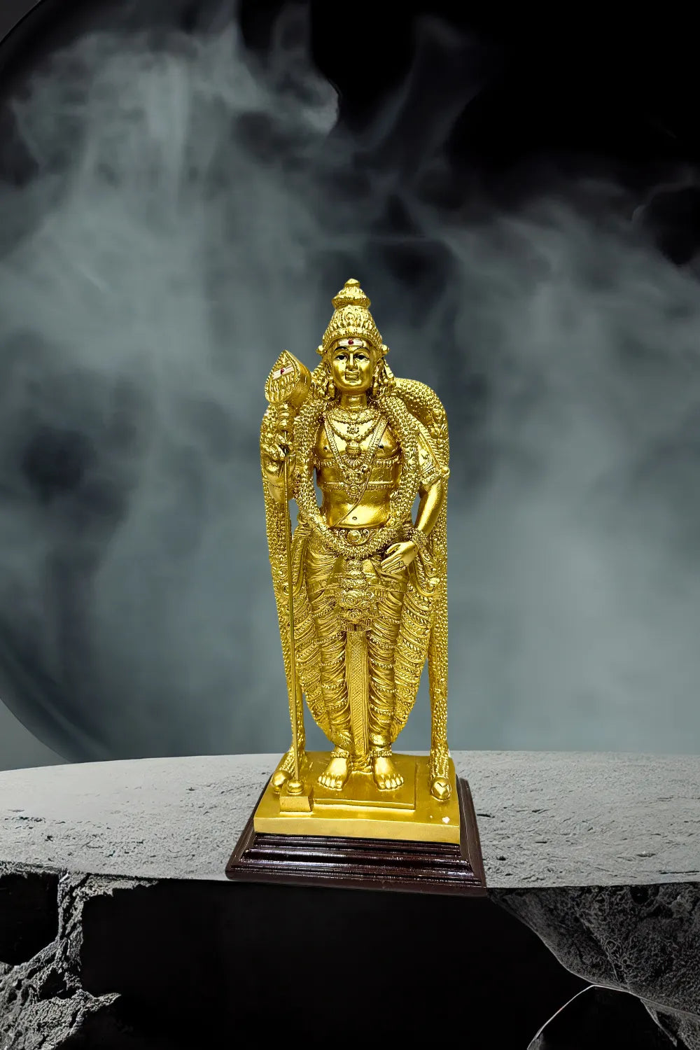 Gold-Plated Fiber Singapore Murugan Statue - Small