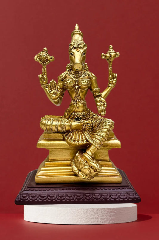 Gold-Plated Fiber Varahi Amman Statue - Model 1