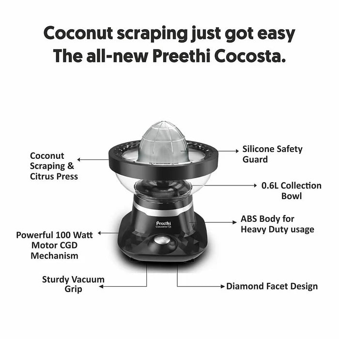 Preethi Cocosta Coconut Scraper & Citrus Juicer