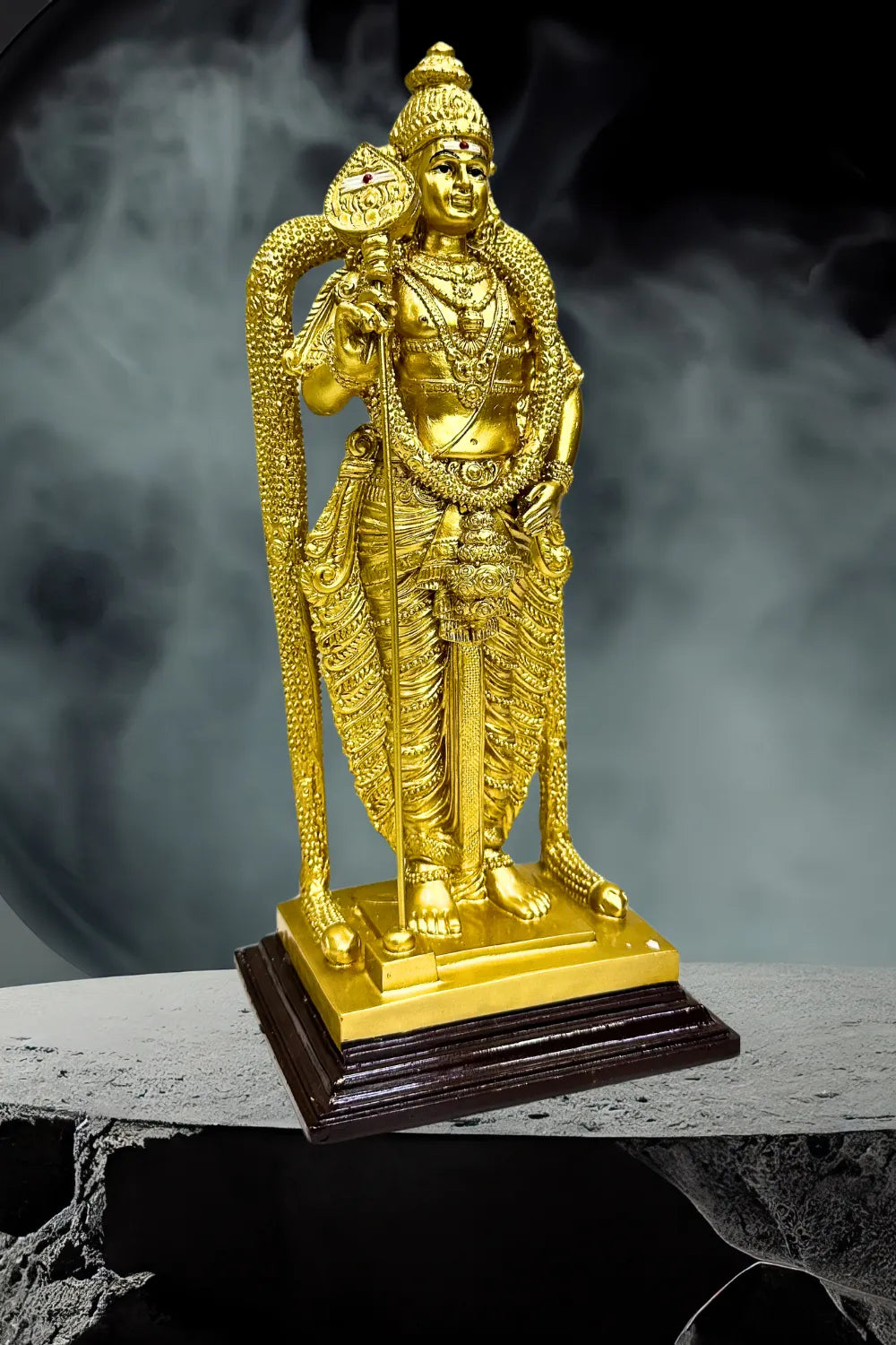 Gold-Plated Fiber Singapore Murugan Statue - Large
