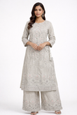 WHITE & SILVER EMBROIDERED ANARKALI