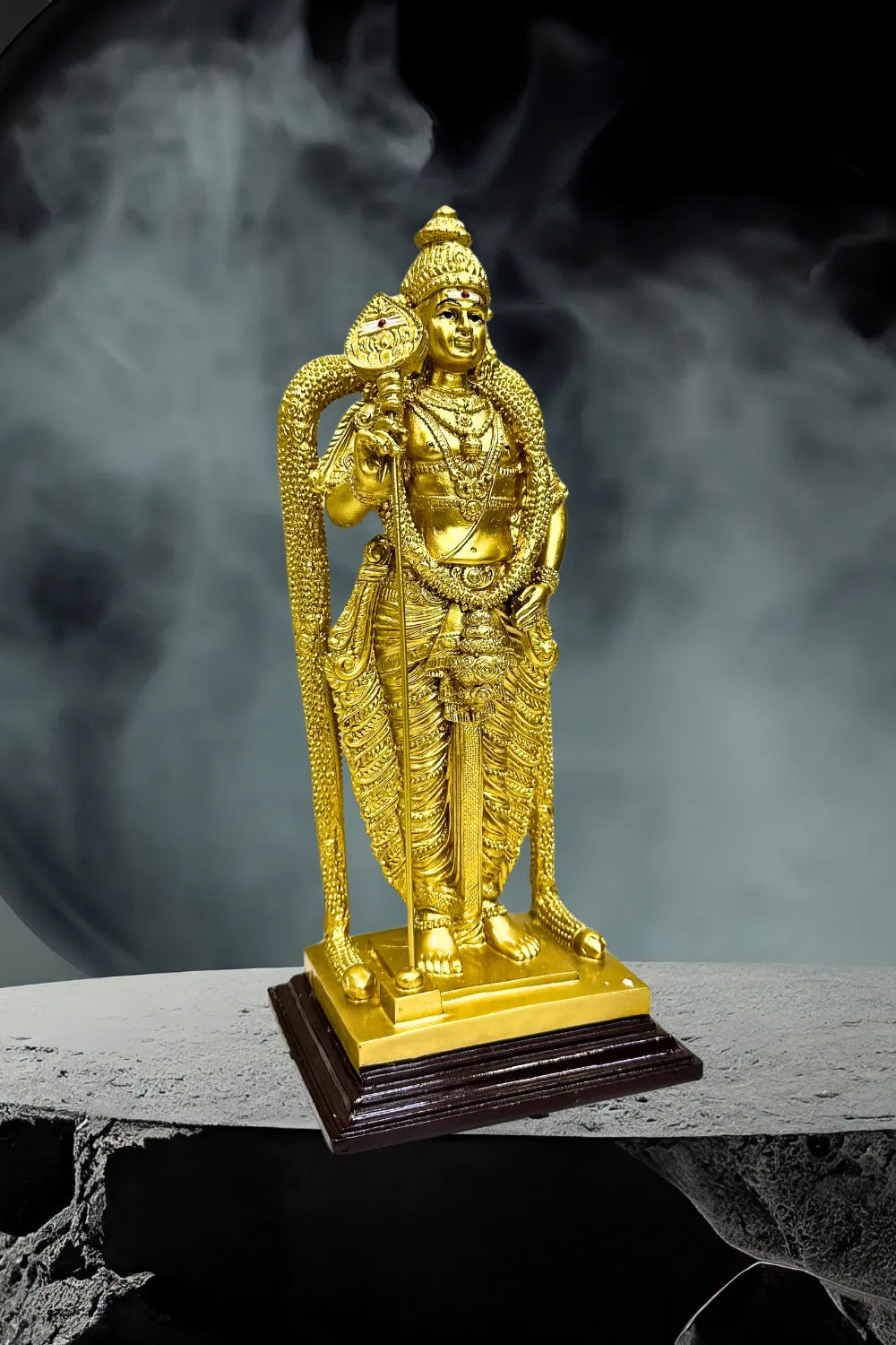Gold-Plated Fiber Singapore Murugan Statue - Medium