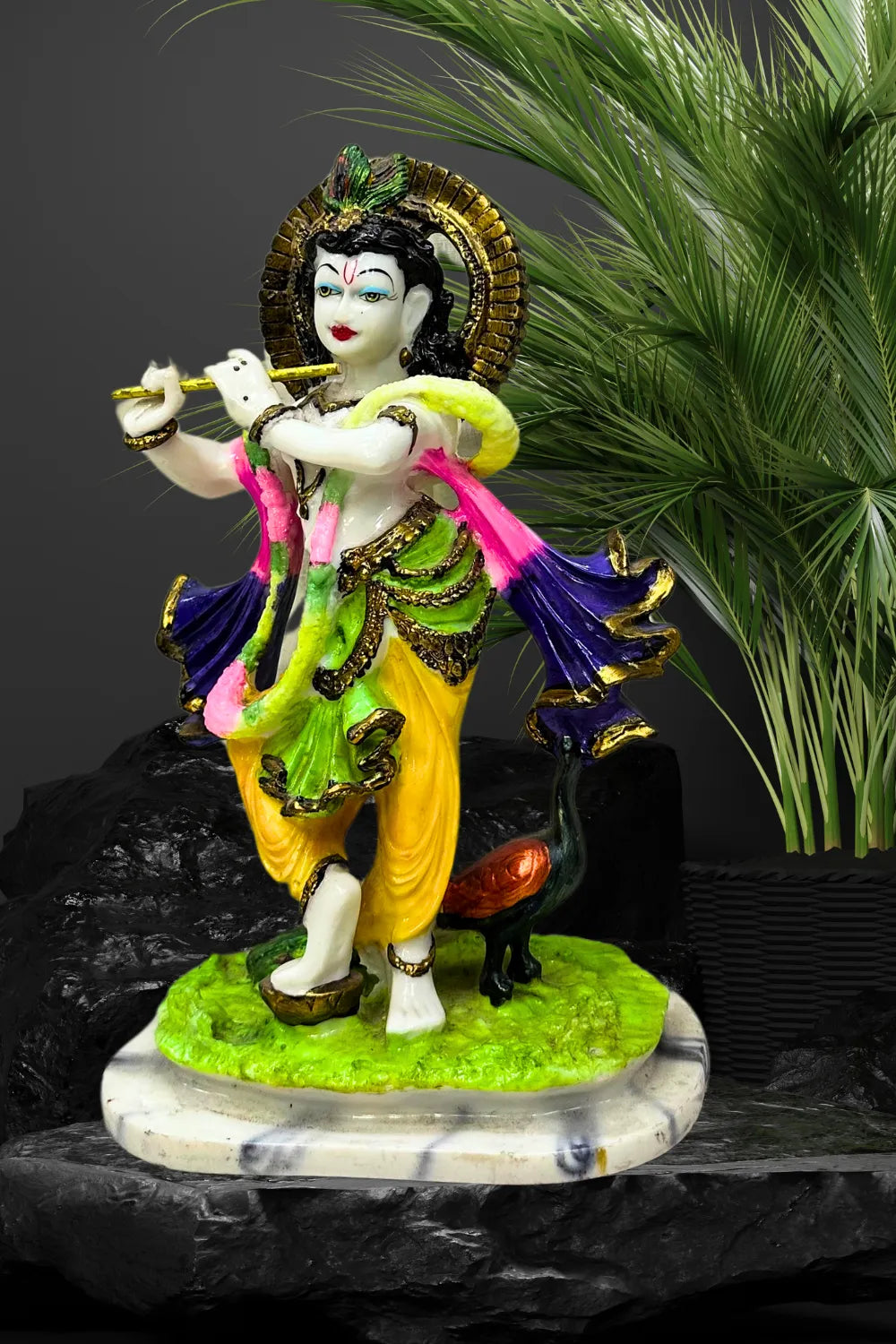 Hand Crafted Ceramic Multicolor Krishna Statue