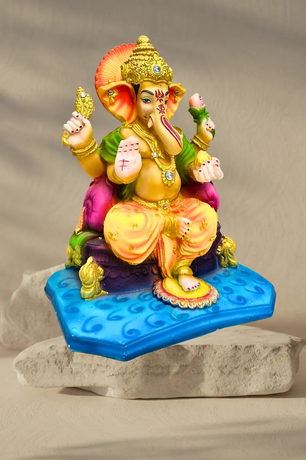 Multicolor Ceramic Ganesha – Stone Work Finish