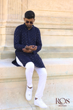 Navy Blue Sequence Chikankari Kurta Set