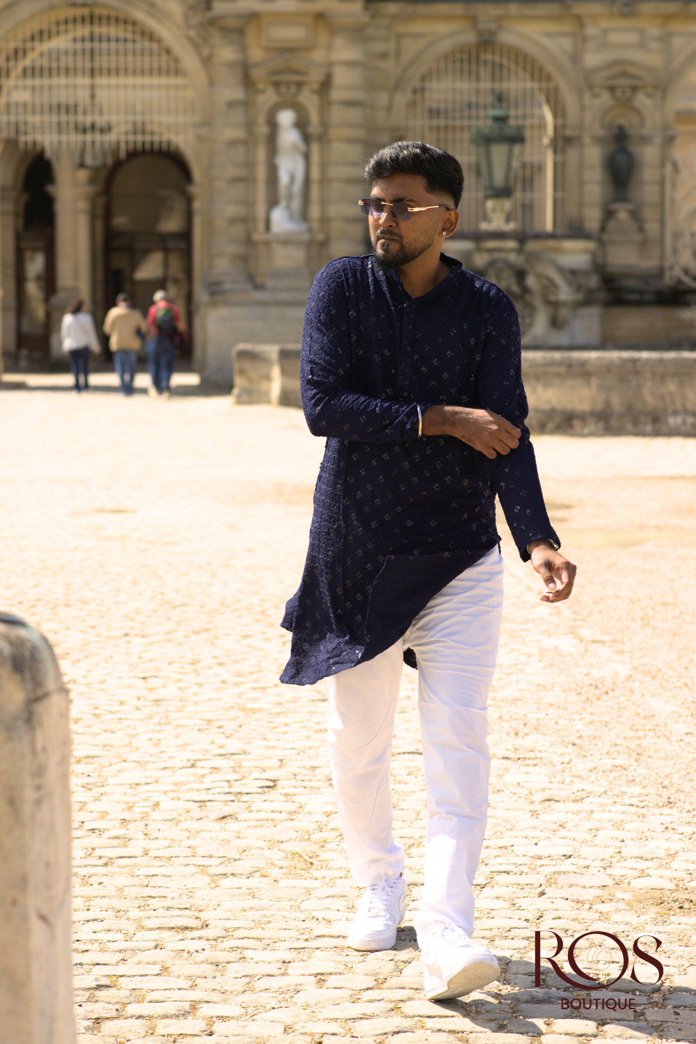 Navy Blue Sequence Chikankari Kurta Set