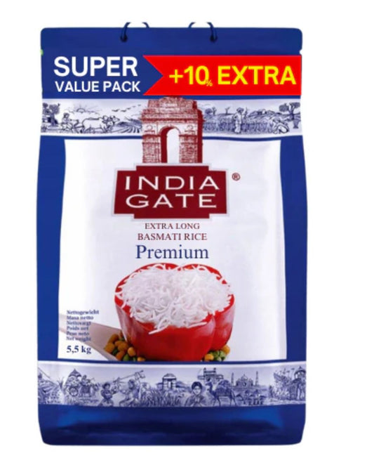 INDIA GATE EXTRA LONG BASMATI RICE PREMIUM 5.5 KG