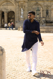 Navy Blue Sequence Chikankari Kurta Set