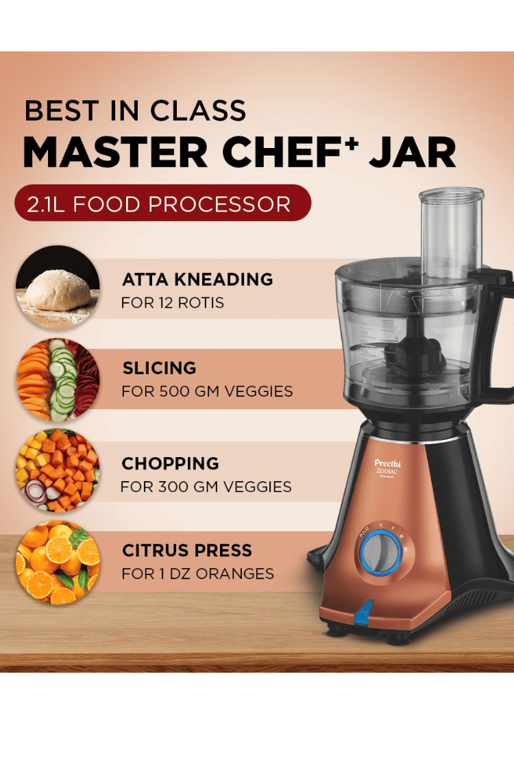 PREETHI ZODIAC STARDUST MIXER GRINDER + FOOD PROCESSOR – 750W