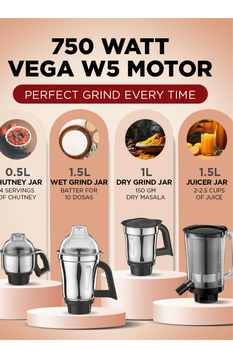 PREETHI ZODIAC STARDUST MIXER GRINDER + FOOD PROCESSOR – 750W