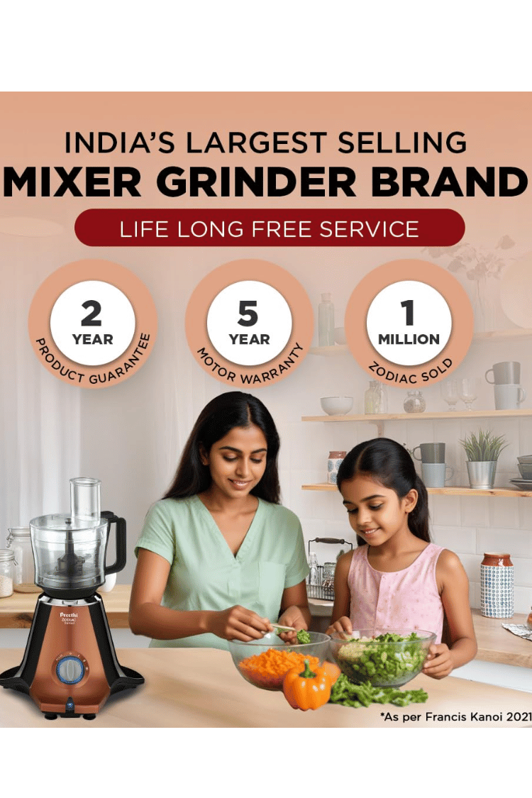 PREETHI ZODIAC STARDUST MIXER GRINDER + FOOD PROCESSOR – 750W