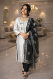 Black & Grey Oxidized Straight Kurta Set