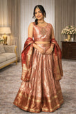 Rose Gold Pattu Lehanga Set with Dupatta