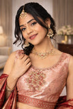 Rose Gold Pattu Lehanga Set with Dupatta