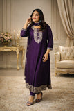 Violet Embroidered Silk Anarkali Set