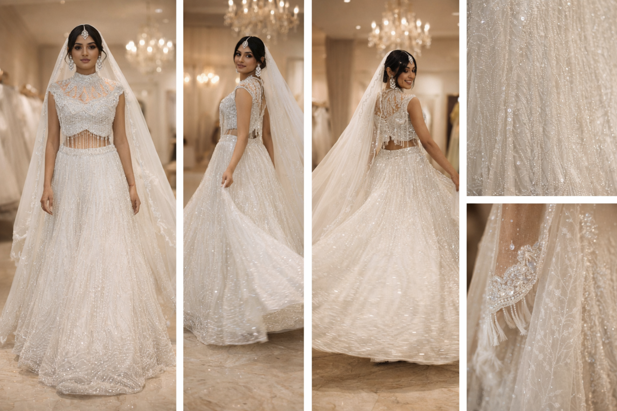 Limited Edition Ivory Crystal Bridal Lehenga Set