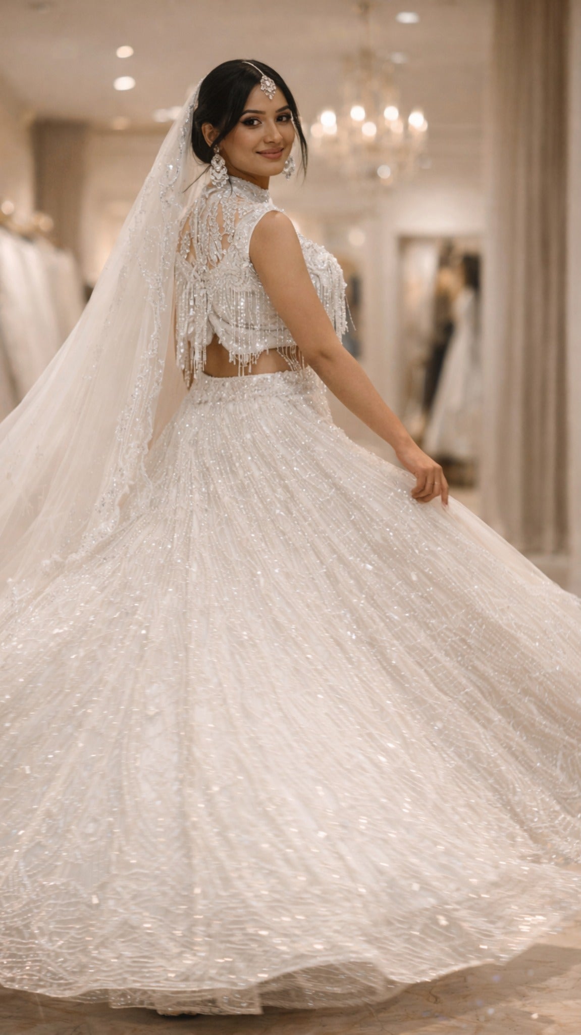 Limited Edition Ivory Crystal Bridal Lehenga Set