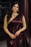 Satin Silk Saree with Embellished Blouse