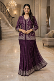 ELEGANT PURPLE EMBROIDERED JACKET STYLE KURTHA