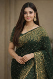 Green Embroidered Full Thread Work Designer Saree – Elegant Festive & Wedding Wear
