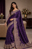 Purple Embroidered Full Work Designer Saree – Luxury Wedding & Festive Wear