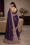 Purple Embroidered Full Work Designer Saree – Luxury Wedding & Festive Wear