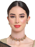 Shining 18k Gold Plated Stylish Fancy Choker Traditional Necklace Jewellery Set