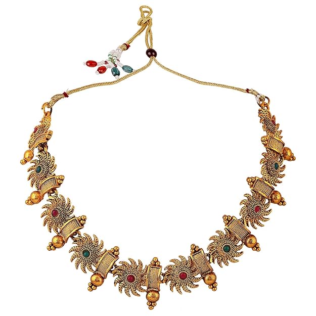 Shining 18k Gold Plated Stylish Fancy Choker Traditional Necklace Jewellery Set