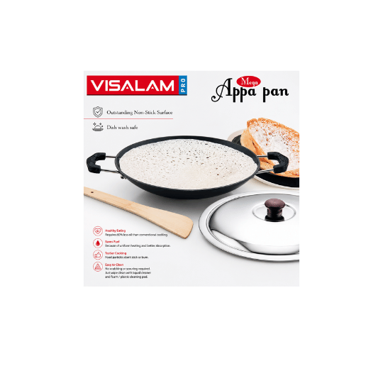 Visalam Mega Appa Pan – Non-Stick Flat Tawa with Lid