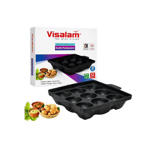 Visalam Die-Cast Non-Stick Kuzhi Paniyaram Pan – 9 Cavity